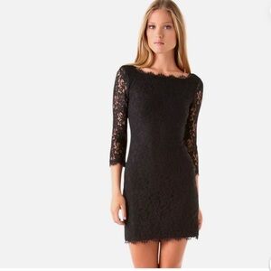 Diane Von Furstenberg Elegant Black Lace Dress